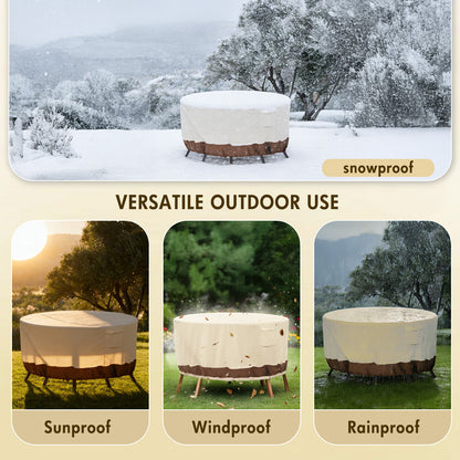 Round Patio Furniture Covers, 84" Dia Outdoor Furniture Covers, Waterproof Outdoor Table Cover, Fire Pit Cover, 420D Cover for Outdoor Furniture Set, Beige&Brown