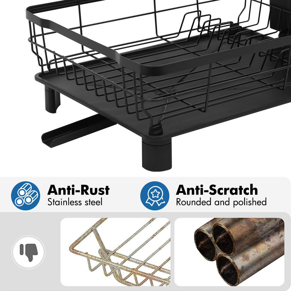 Dish Rack Dish Drainers for Kitchen Counter, Dish Rack with Drain , Dish Drying Rack Drain with Utensil Holder, Cup Holder, Kitchen Dishes Storage and Organizers