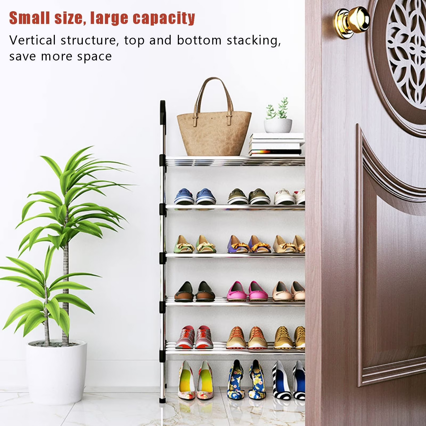 6-Tier Multifunctional Shoe Rack, Easy-to-Assemble Multi-Layer Shoe Storage Shelf for Hallways, Bedrooms, Bathrooms, Offices, and Living Rooms