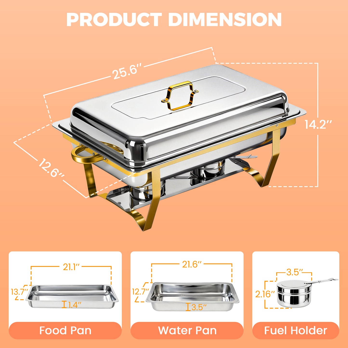 Baokaler 9QT Chafing Dish Buffet Set,High Grade Food Warmer,2PK Elegant Gold & Silver Chafing Dish for Parties, Buffet Server Food Warmer Gathering, Wedding, Event, Catering