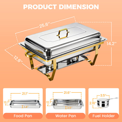 Baokaler 9QT Chafing Dish Buffet Set,High Grade Food Warmer,2PK Elegant Gold & Silver Chafing Dish for Parties, Buffet Server Food Warmer Gathering, Wedding, Event, Catering