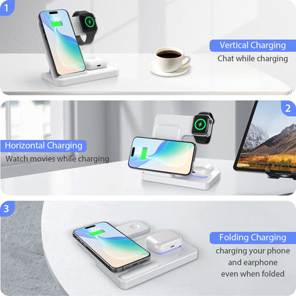 Wireless Charger, Magnetic Fast Charging Stand Compatible with iPhone 16 15 14 13 12 11 Pro Max Plus XS XR X 8, For Apple Watch 9 8 7 6 5 4 3 2 SE, For AirPods 3 2 Pro, 3 in 1 Charging Station