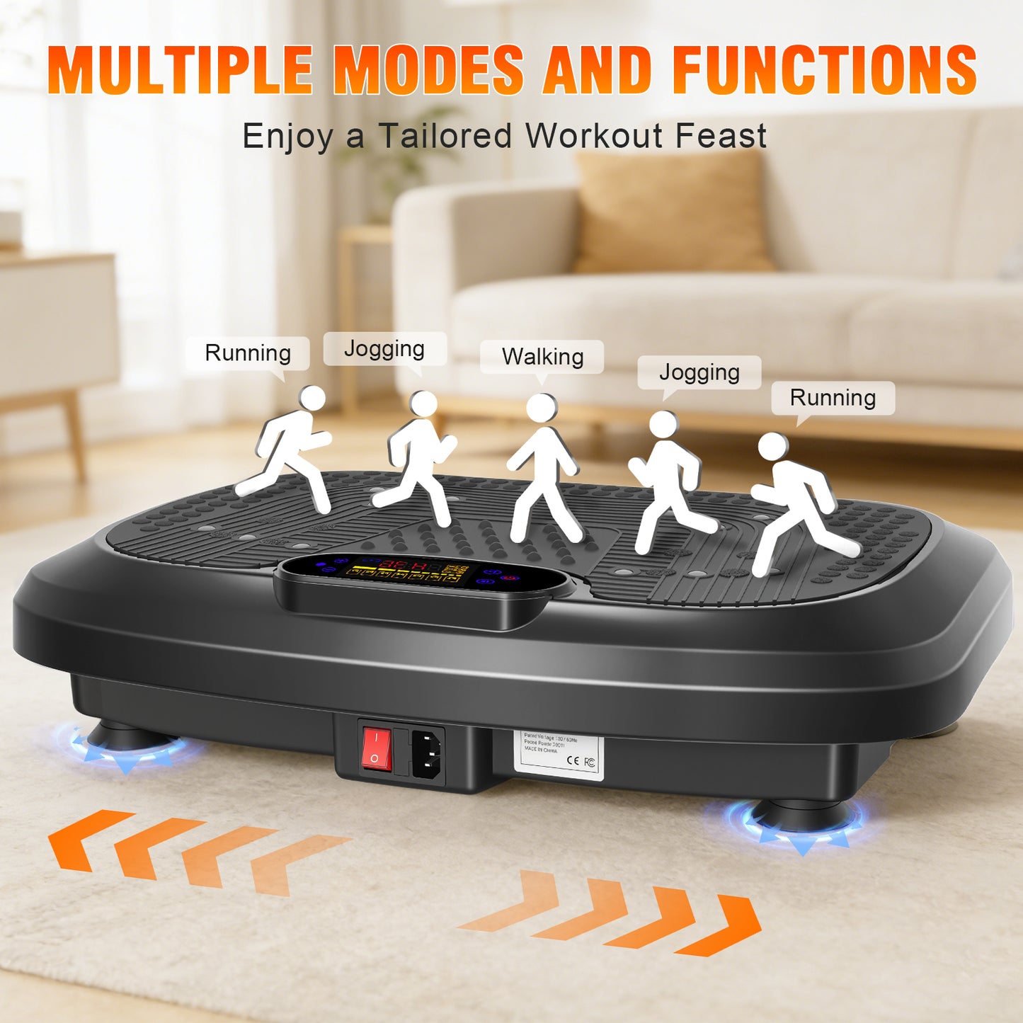 Vibration Plate Exercise Machine, Full Body Vibration Platform with 2 Loops & 5 Resistance Bands for Wellness and Fitness, Black