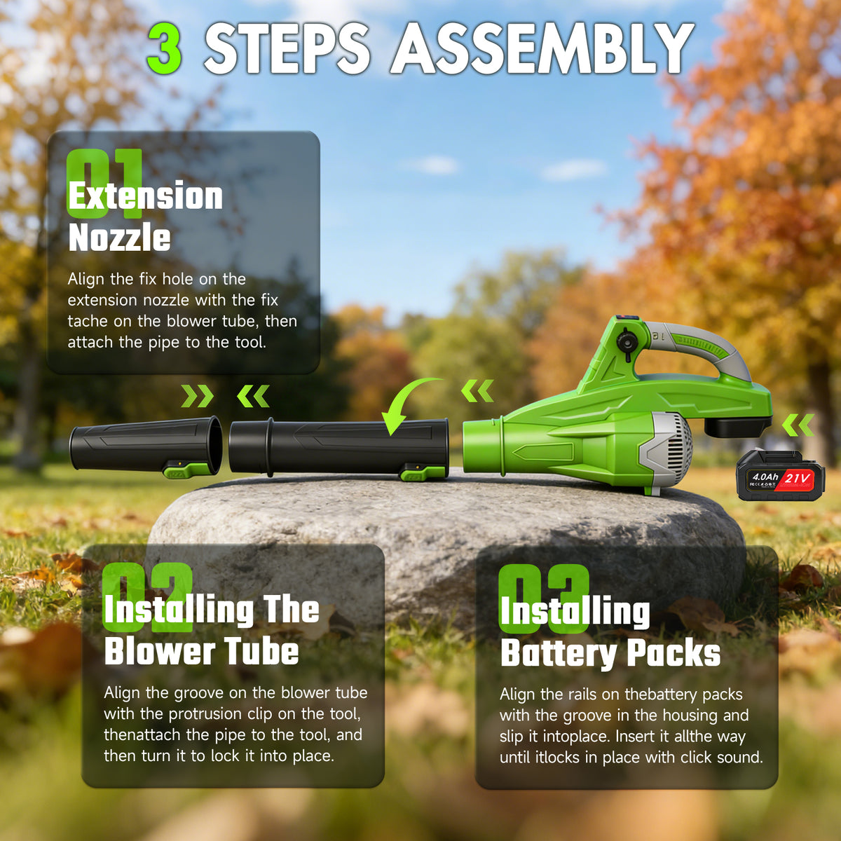 Cordless Leaf Blower, 200 MPH 850 CFM Electric Blower with 8 Speeds, 2¡Á4.0AH Batteries and Charger, Lightweight for Yard, Patio and Dust Cleaning