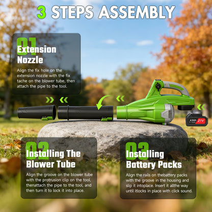 Cordless Leaf Blower, 200 MPH 850 CFM Electric Blower with 8 Speeds, 2¡Á4.0AH Batteries and Charger, Lightweight for Yard, Patio and Dust Cleaning