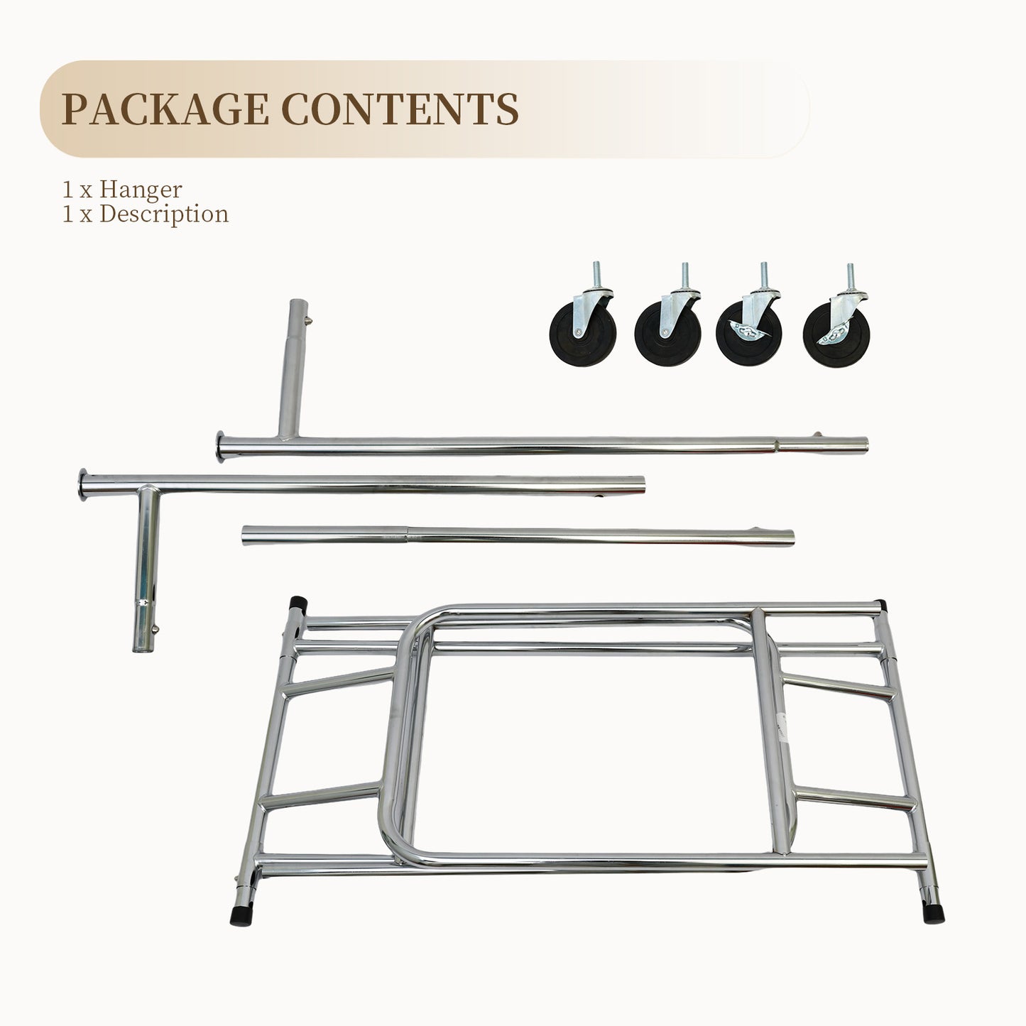 Baokaler Clothes Rack 480lbs Commercial Grade Heavy Duty Clothing Garment Rack Adjustable Collapsible Clothing Racks on Wheels with Double Hanging Rod Chrome Finish