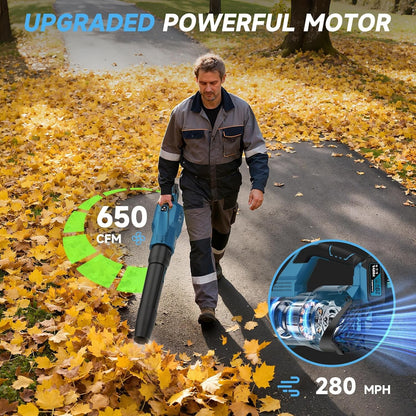 Cordless Leaf Blower, 5 Speed Leaf Blower with Trubo Mode , 650CFM Handheld Leaf Blower with 2¡Á6.0Ah Batteries, Lightweight, for Lawn, Patio, Yard and Dust Cleaning