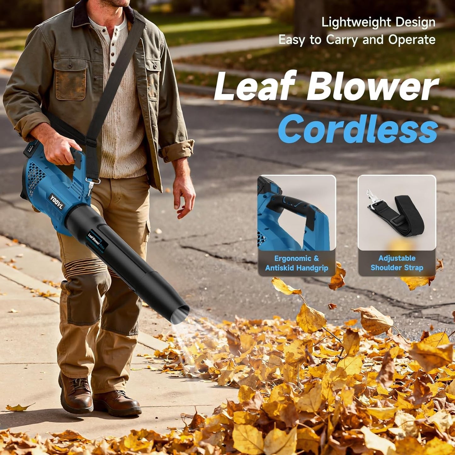 Cordless Leaf Blower, 5 Speed Leaf Blower with Trubo Mode , 650CFM Handheld Leaf Blower with 2¡Á6.0Ah Batteries, Lightweight, for Lawn, Patio, Yard and Dust Cleaning