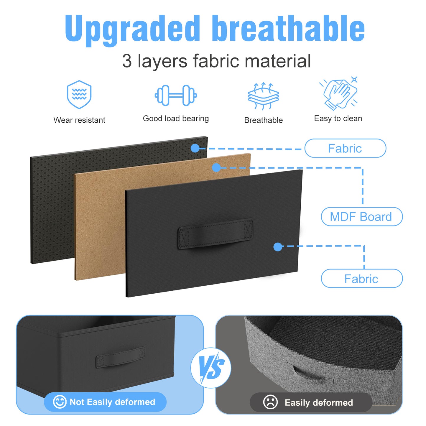 BAOKALER Fabric Dressers for Bedroom with 5 Drawers, Multifunctional Bedroom Storage Cabinet Drawers for Clothes, Small Dresser for Living Room, Hallway, Black