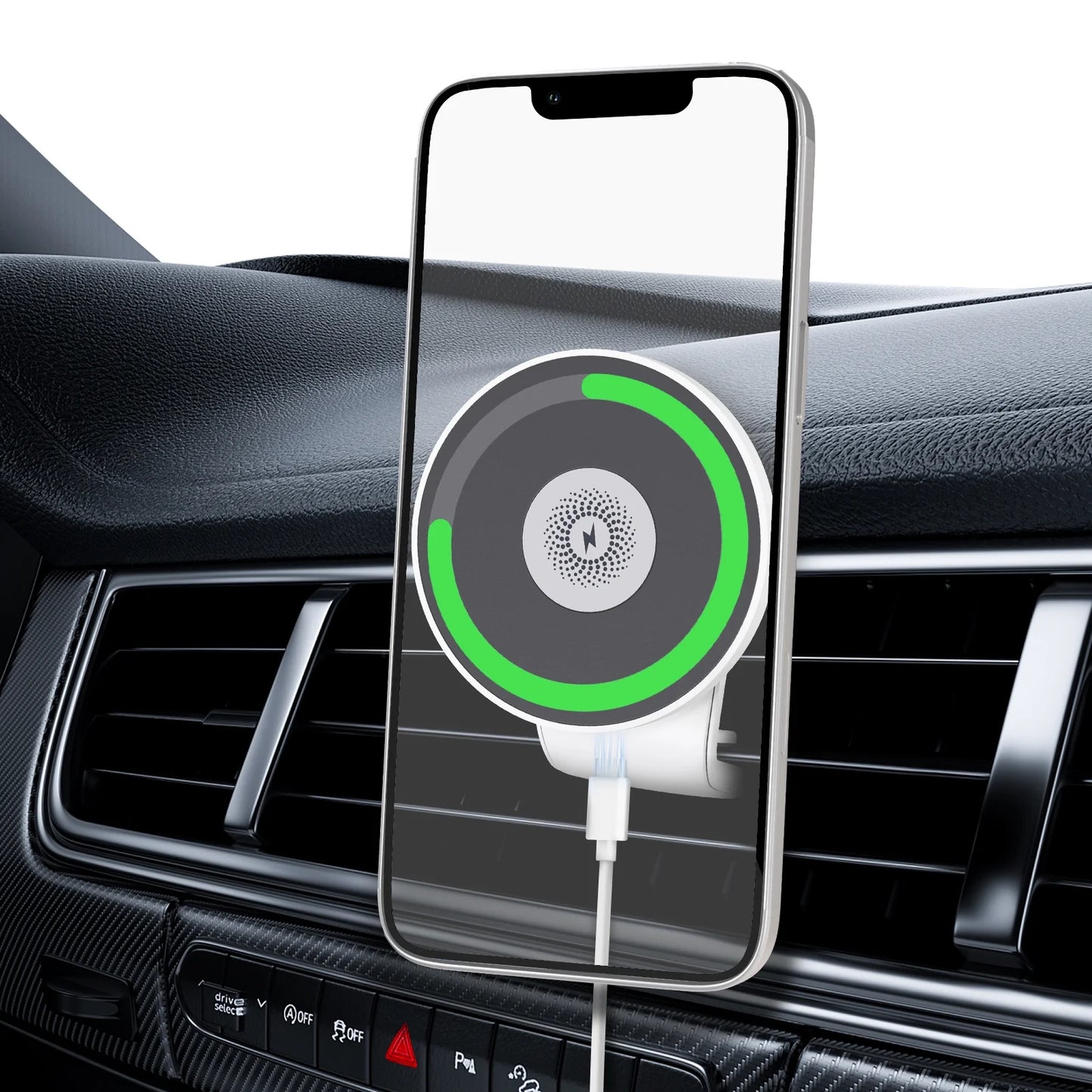 Magnetic Car Mount Charger for Mag-Safe,15W Fast Wireless Car Charger, 360¡ã Rotating Magnetic Phone Holder for Car Air Vent, Compatible with iPhone 17 16 15 14 13 12,Car Accessories,White