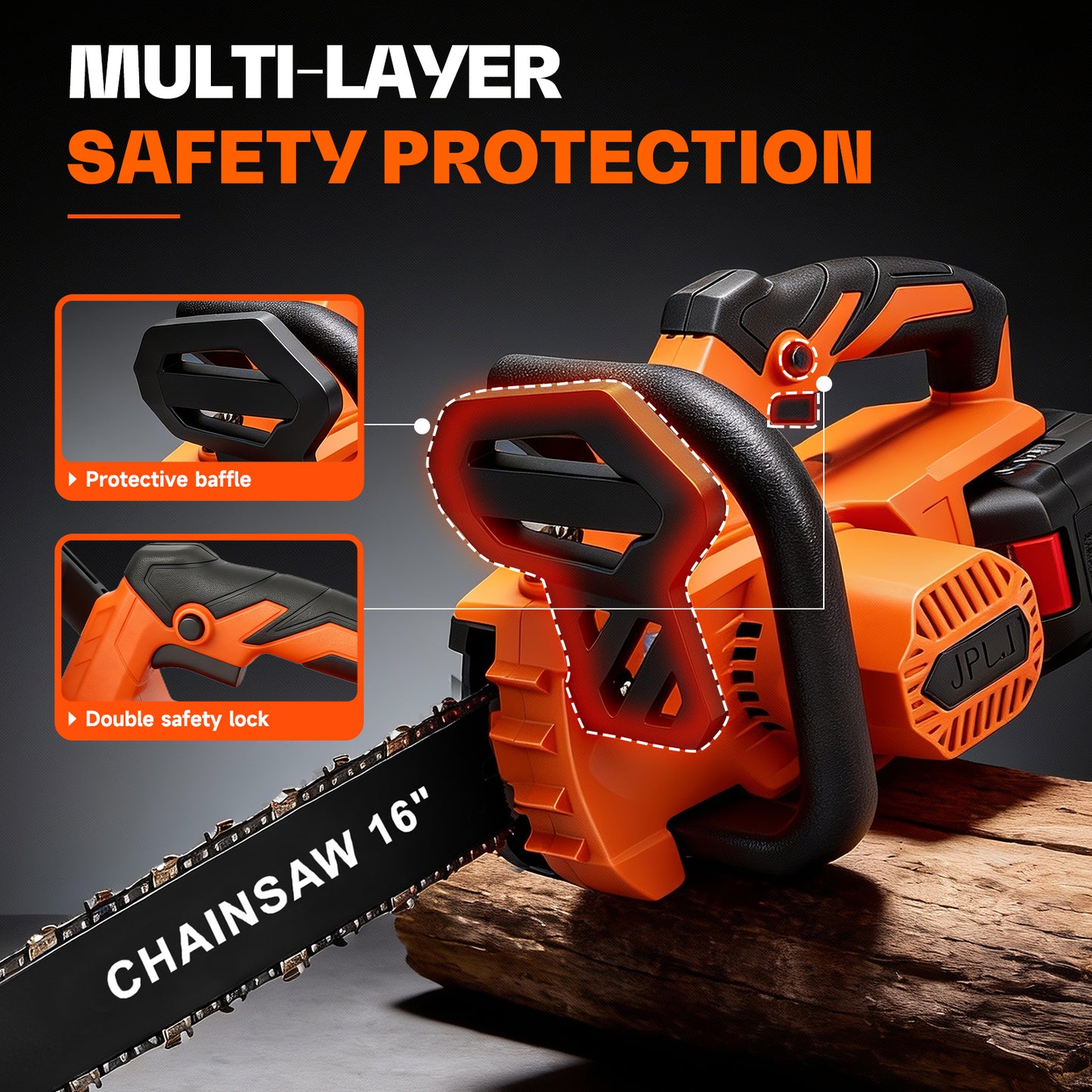 Brushless 16-Inch Chainsaw Cordless with 2×6.0Ah Batteries, Electric Chainsaw with 3 Chains, for Wood Cutting and Yard Work