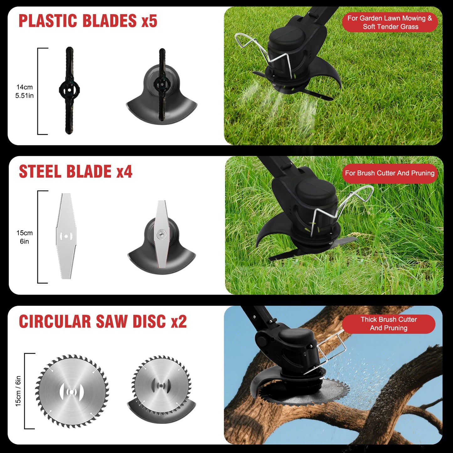 Weed Wacker, Cordless Electric Weed Eaters Weed Trimmer with 2 Battery, Black
