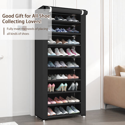 BAOKALER 10-Tier Shoe Rack Organizer for Entryway, 27 Pairs Capacity Shoe Storage Shelf, 62.99*23.62*15.7 inch, Black