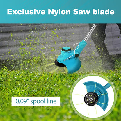 Electric Cordless Weed Eater,24V 850W Cordless Weed Wacker String Trimmer, Grass Trimmer with Rechargeable Battery, Blue