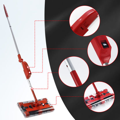CATGOOD Compact Lightweight Manual Cordless Cleaning Floors Sweeper, 46", Red
