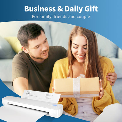 Wireless Printer, A4 Thermal Printer, Monochrome for Travel, Mobile Office School Home, Bluetooth Printer Compatible with Ios and Android, for Phone and Laptop