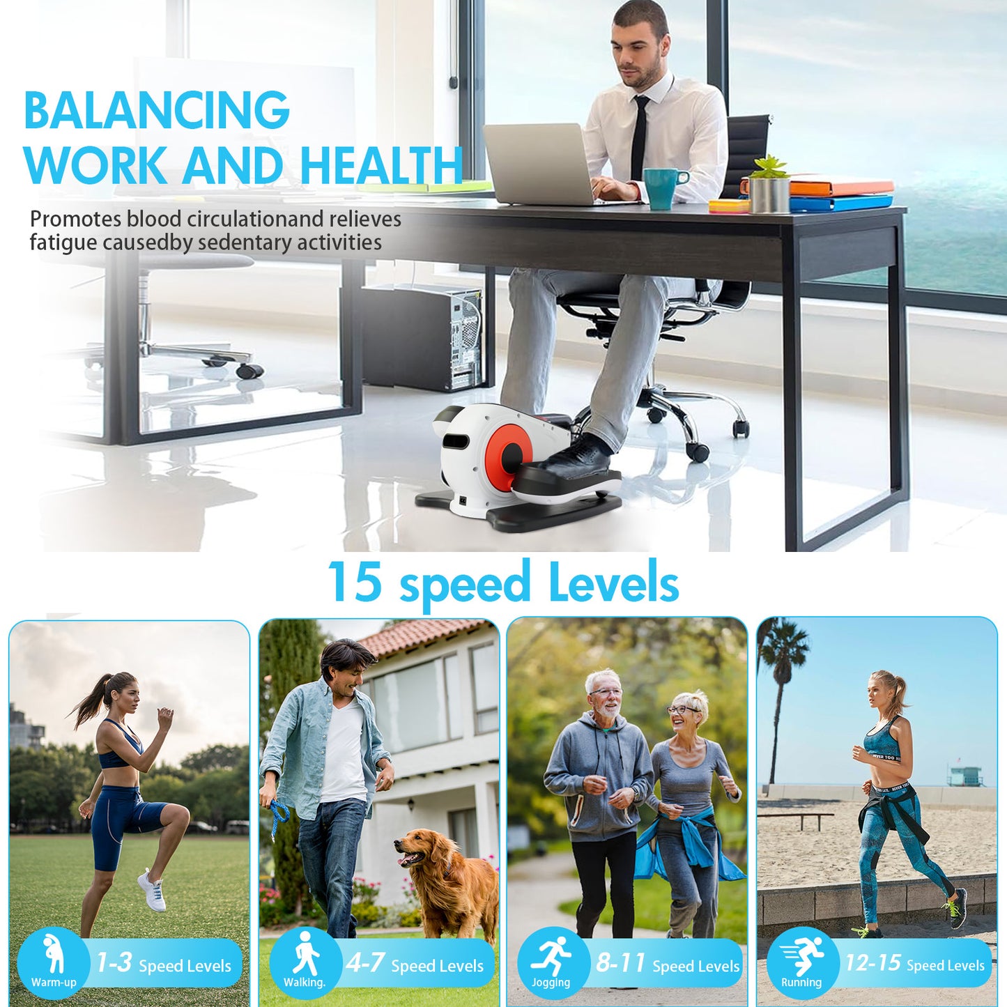 Under Desk Elliptical Machine, Powered Leg Exerciser for Seniors While Sitting, Portable Mini Elliptical with Remote Control, 12 Adjutable Speed Levels