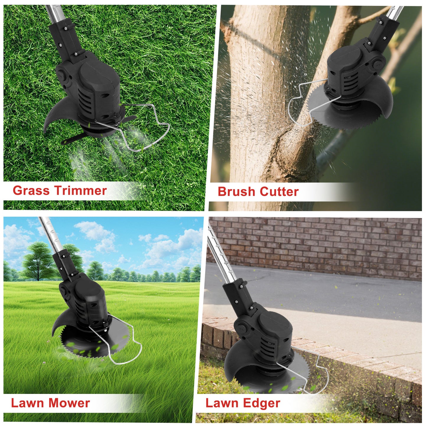 21V Cordless String Trimmer, 3Ah Battery Weed Wacker with Fast Charger, Battery Powered Weed Eater , 3-in-1 Electric Lawn Mower Grass Trimmer and Edger Lawn Tool, Black