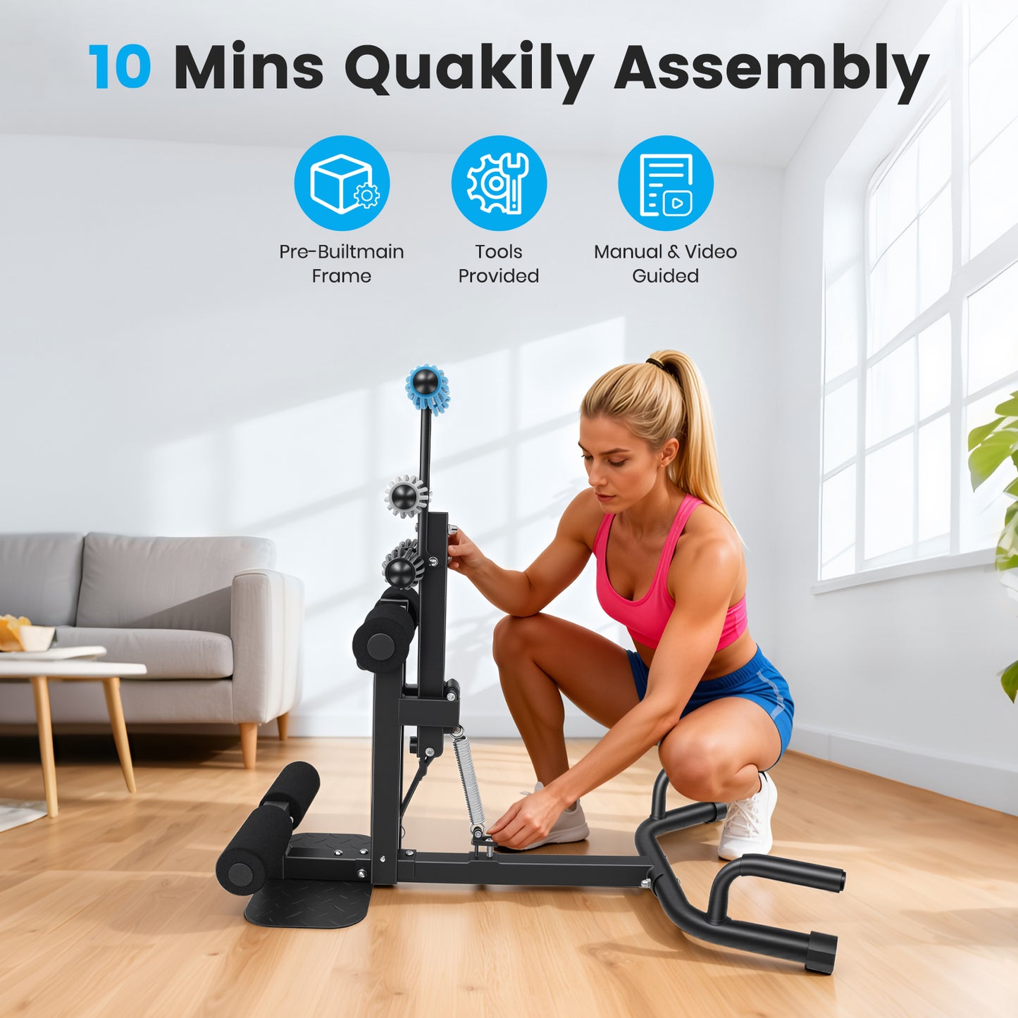 RICAN Deep Squat Machine for Women, Adjustable Glutes Trainer Machine, Core & Leg Exercise, Push Up Workout Equipment at Home Gym