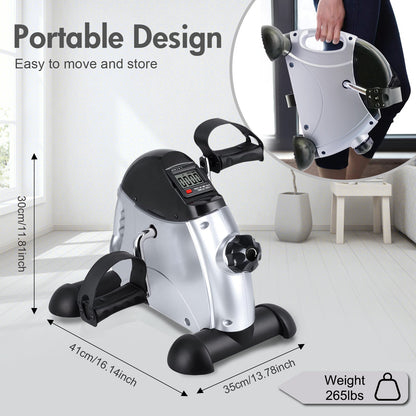 RICAN Under Desk Bike Pedal Exerciser, Mini Exercise Bike with Digital Display, Portable Foot Cycle Arm & Leg Peddler Machine for Home