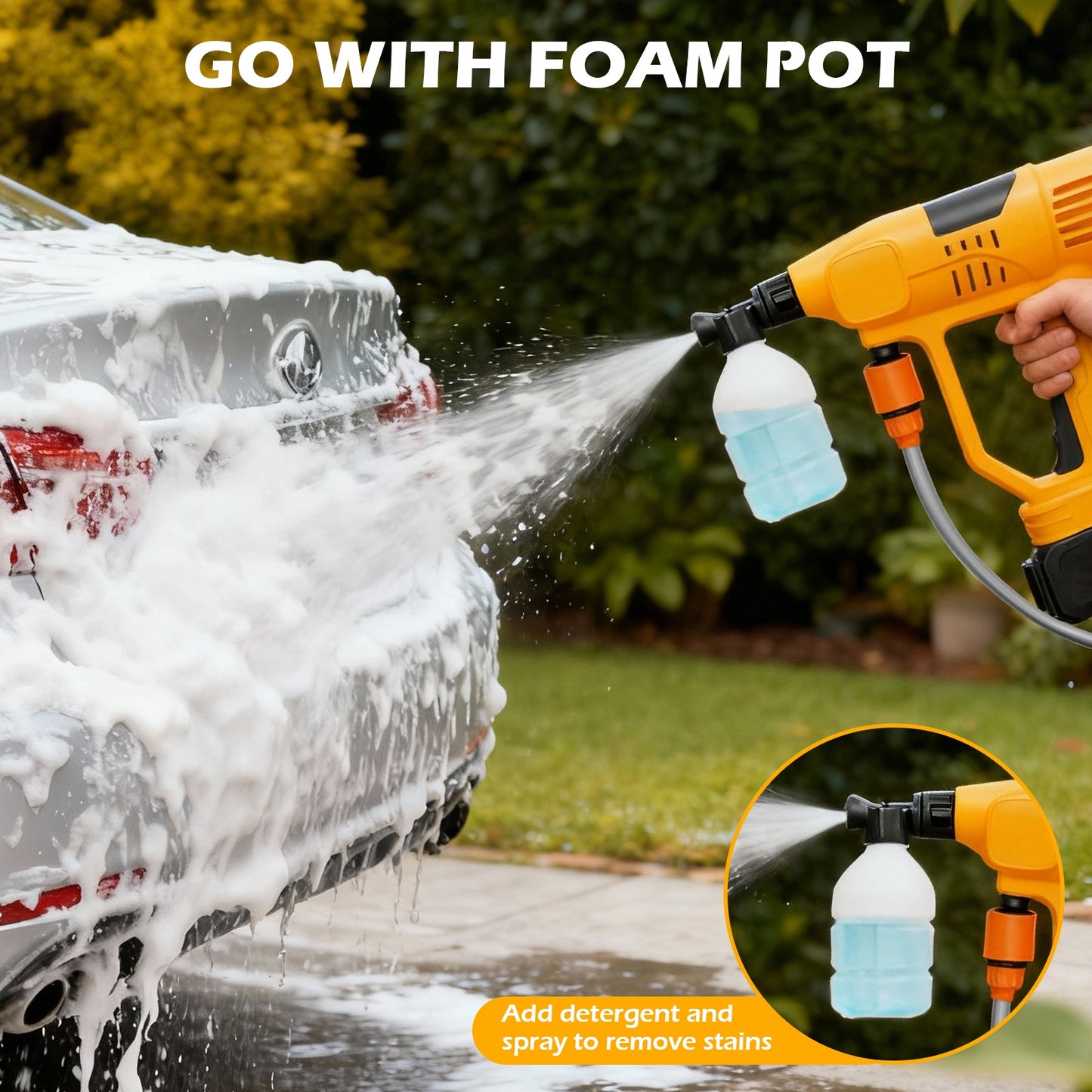 BAOKALER Cordless Pressure Washer, 900PSI 21V Portable Pressure Power Washer with Foam Cannon & 6-in-1 Nozzle,10-Speed Adjustment, for Car Washing, Patio, Garden, Driveway, Home Cleaning