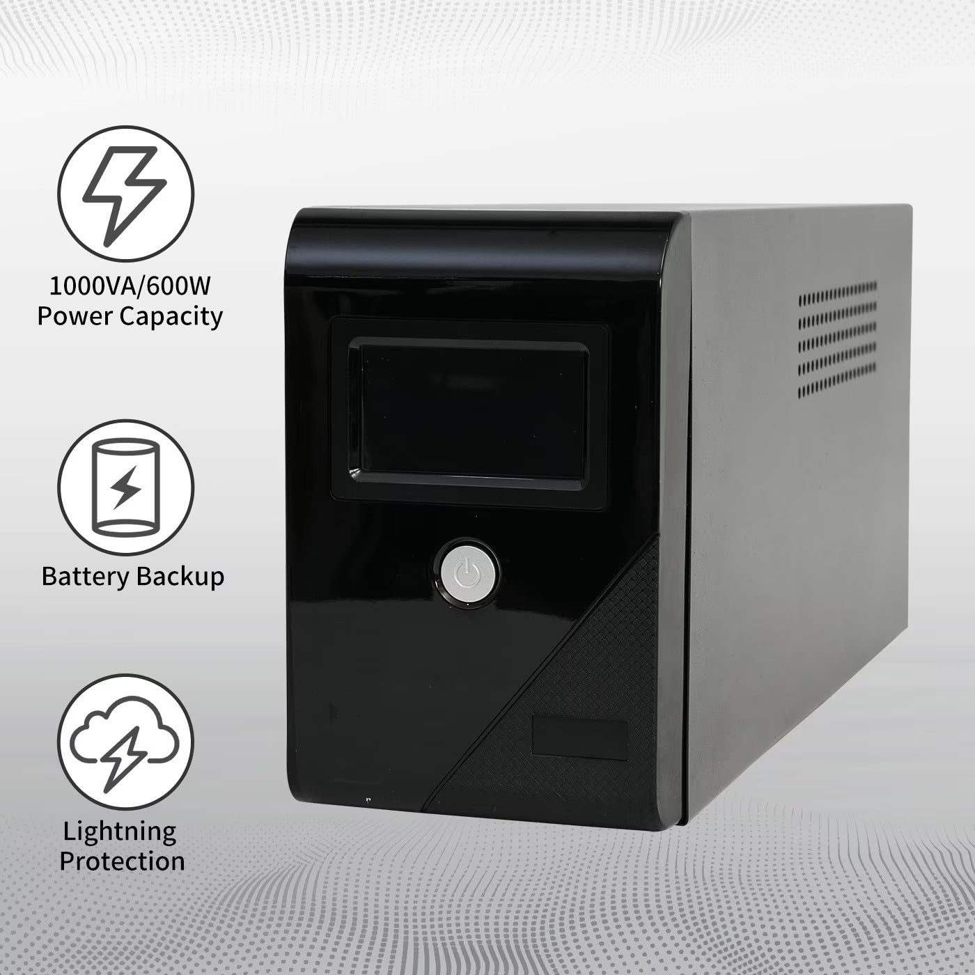 CATGOOD Backup UPS Power Supply 1000VA 600W Battery Backup Power with 3 Outlets and LCD Display, Suitable for Home and Office