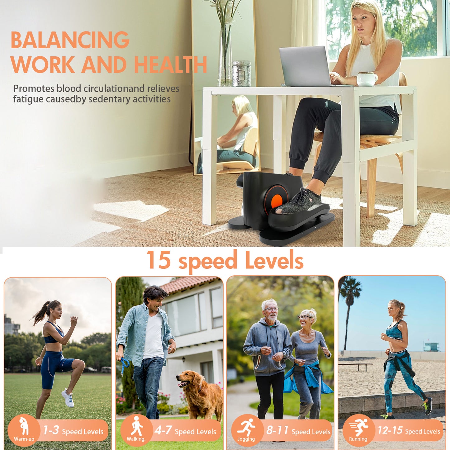 Under Desk Elliptical Machine, Leg Exerciser While Sitting for Seniors, Seated Pedal Exerciser with LED Display Monitor
