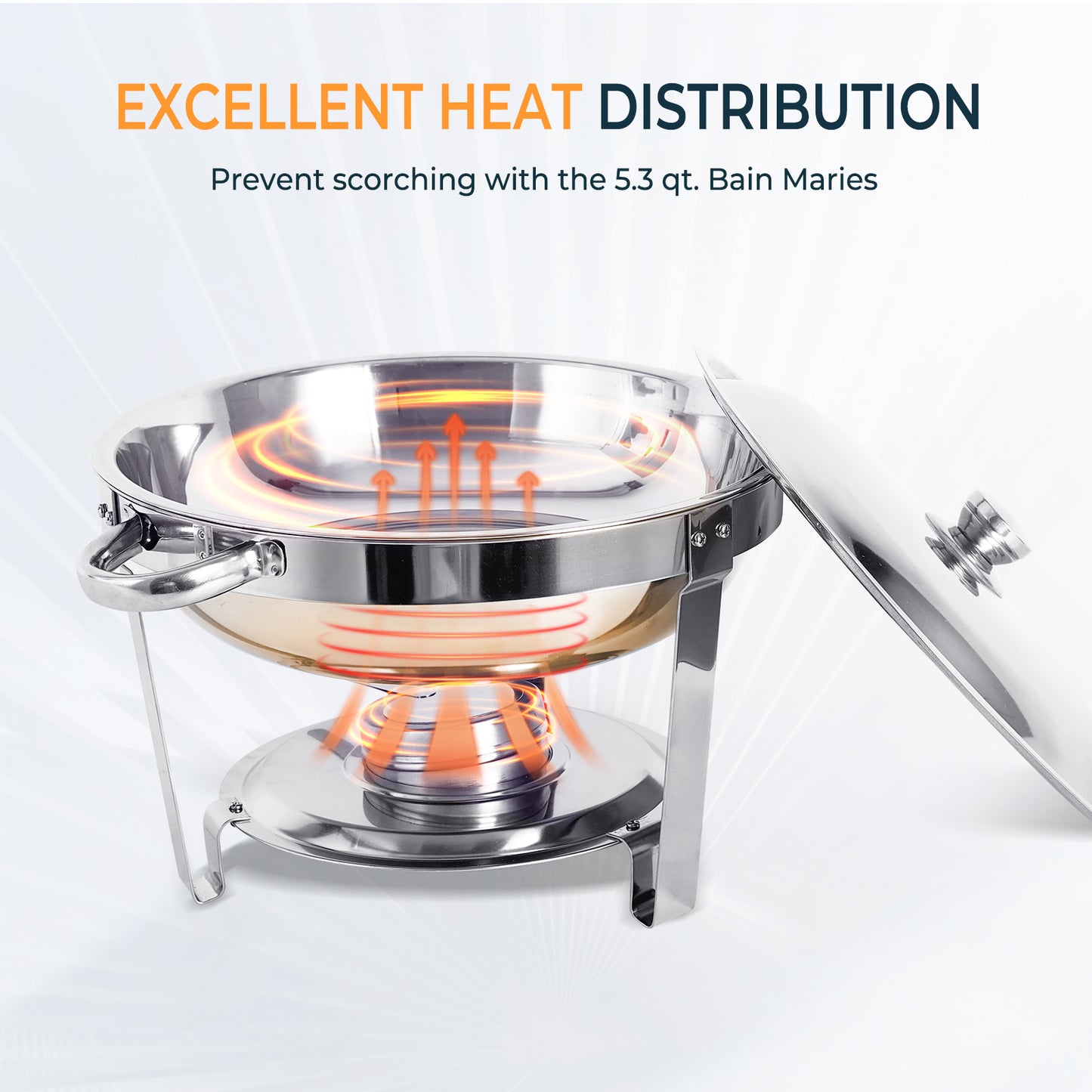 Chafing Dishes for Buffet 4 Pack, 5QT Buffet Server Food Warmer, Round Chafer and Buffet Warmer Sets, Chafing Dishes Stainless Steel for Home Parties,Catering Events