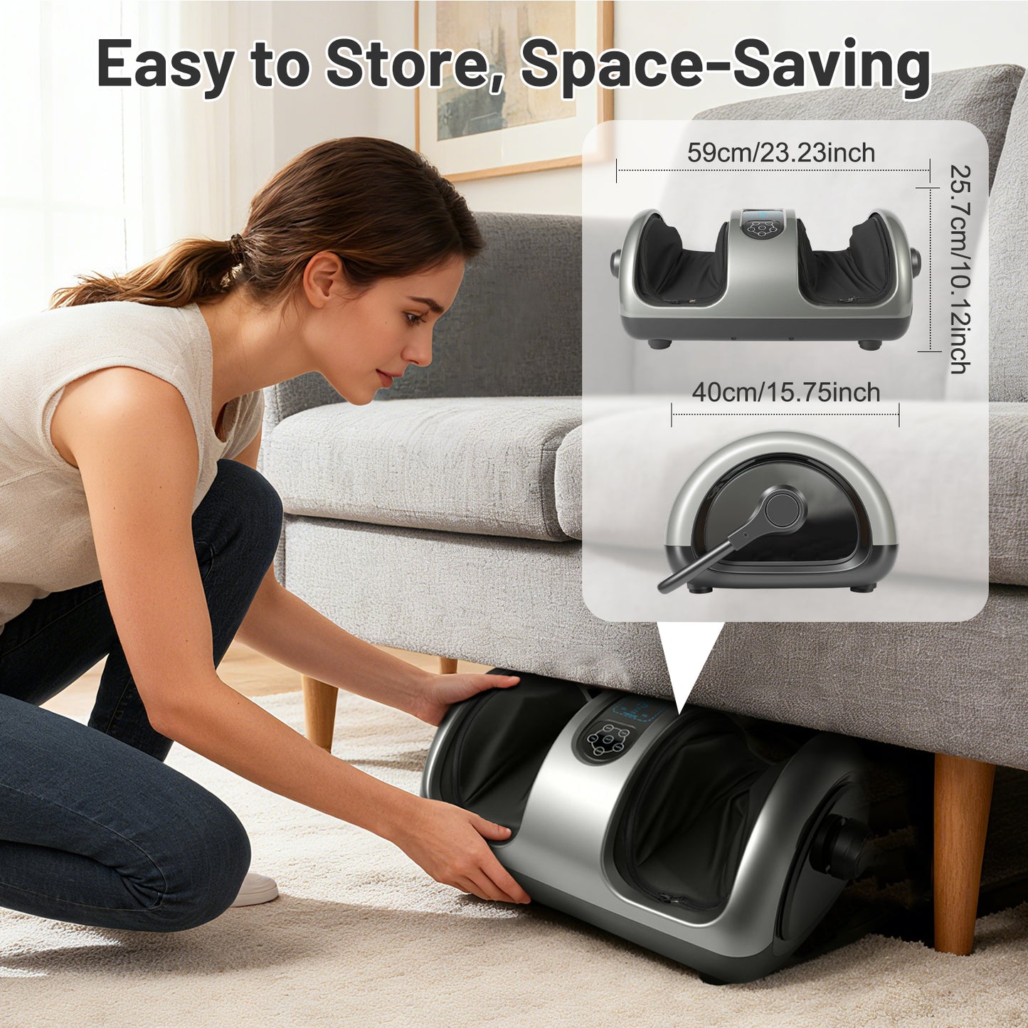 BAOKALER Shiatsu Foot Massager with Heat, Deep Kneading Foot and Calf Massager with Adjustable Warmth, Relaxing Foot Massager for Ankle & Leg Care, Ideal Gift for Family and Friends, Black