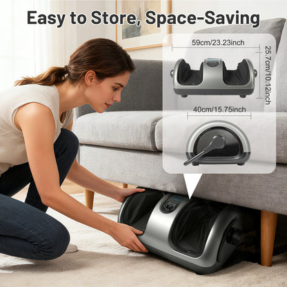 BAOKALER Shiatsu Foot Massager with Heat, Deep Kneading Foot and Calf Massager with Adjustable Warmth, Relaxing Foot Massager for Ankle & Leg Care, Ideal Gift for Family and Friends, Black