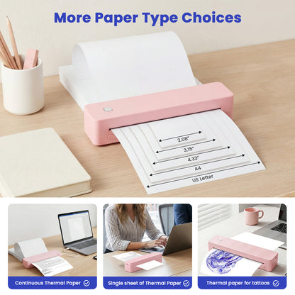 Inkless Thermal Printer, Compatible with US Letter/A4/A5/B5 Paper, Works with Android & iOS Phones and Laptops