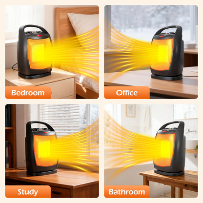 Overheat Safety Design, 1500W Electric Fireplace Heater with 3D Realistic Flame Effect, Adjustable Heating Modes