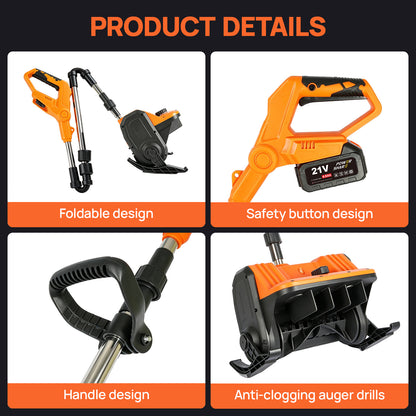 BAOKALER 21V Cordless Snow Shovel, 13 inch Electric Snow Blower with 2 x 4.0Ah Batteries and Ski Wheels for Driveways & Sidewalks