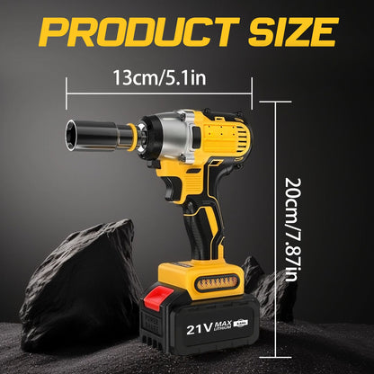 CATGOOD 20V Cordless Impact Wrench with 2 Batteries, 1/2" Brushless Impact Drill, Max Torque 280 ft lbs (380N.m), 30 Pcs Tool Set for Home, Yellow