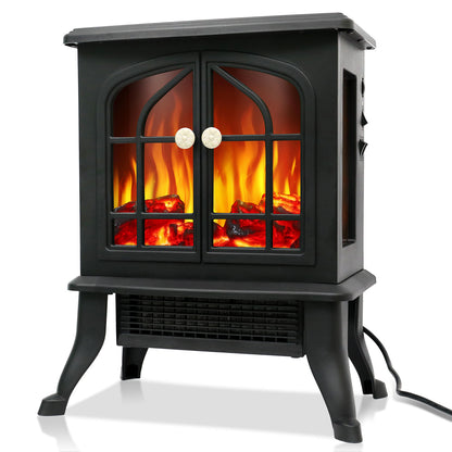 1500W/750W Electric Fireplace Heater, Infrared Electric Fireplace with Realistic 3D Flame Effect, Electric Heater with Overheat Protection for Home Bedroom Office