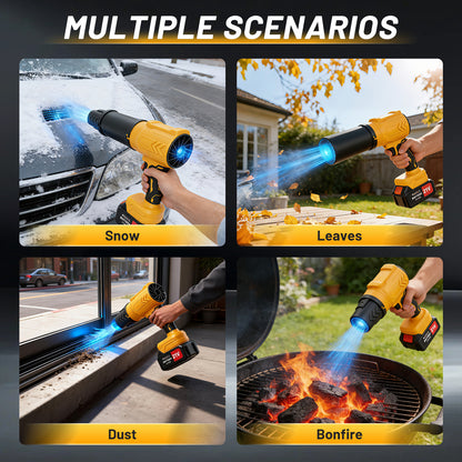 Cordless Leaf Blower, 950000 RPM Electric Leaf Blower with 2 X 4.0Ah Batteries & Charger, 110MPH Lightweight Handheld Blower for Patio Cleaning Blowing Leaves & Dust, Yellow