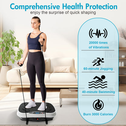Vibration Plate Exercise Machine, Vibration Platform for Home Full Body Workout, Vibrating Board for Weight Loss with Resistance Bands, Remote Control