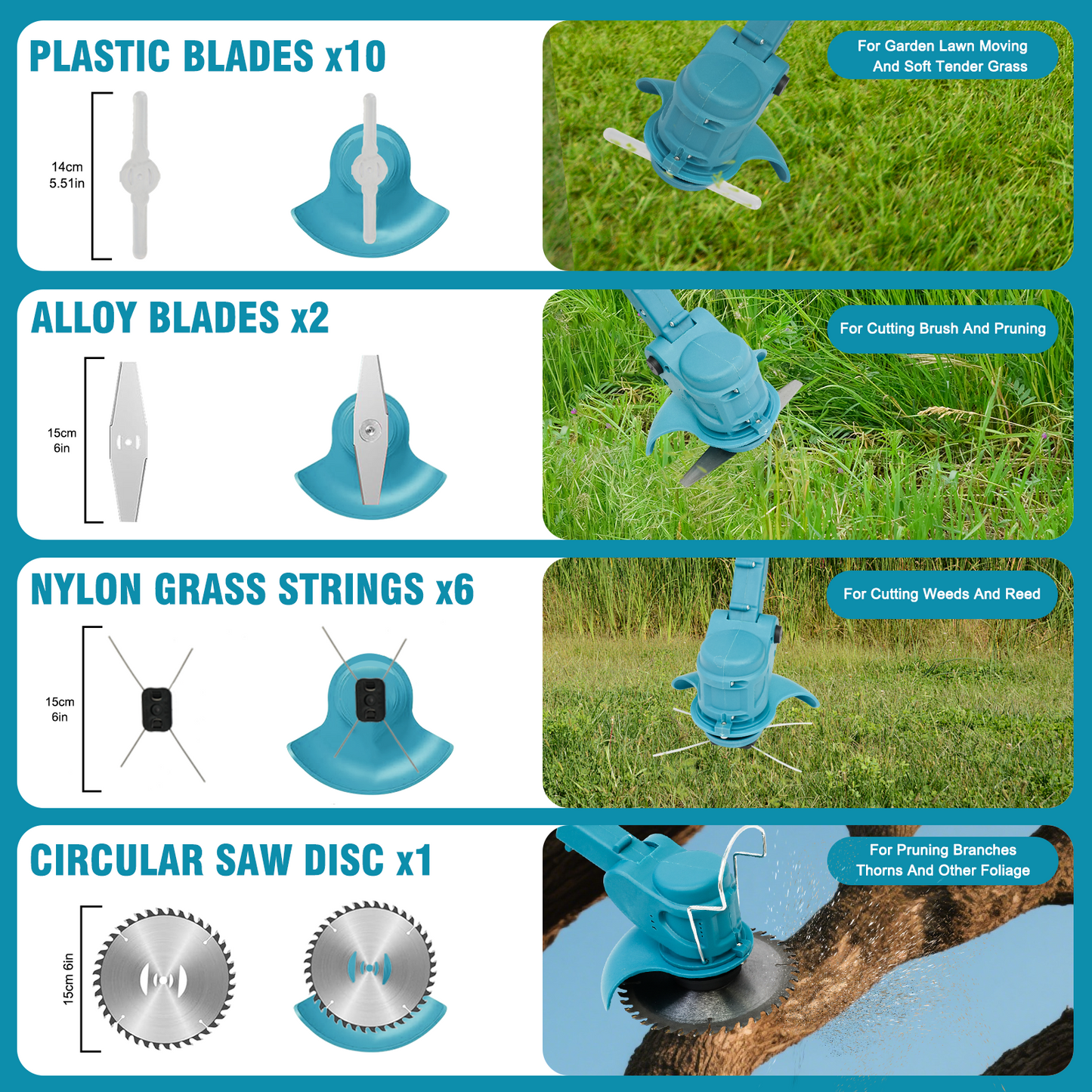 24V 650W Electric Grass Trimmer Cordless W/2 Batteries, 2600MAH Battery Weed Eater, Electric Weed Wacker, Lawn Mower Cordless Pruning Cutter Weed Wacker Garden Trimming Tool