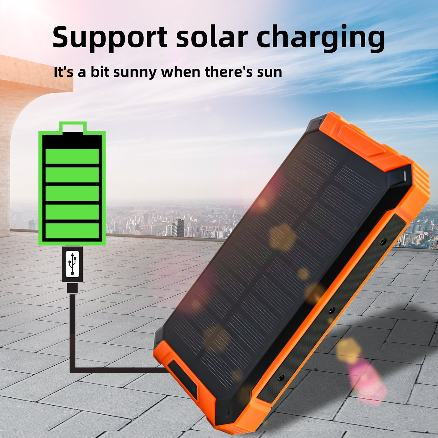 2 Pack Baokaler 49800mAh Solar Power Bank Battery Pack Qi Wireless, Portable Solar Charger with 4 Cables
