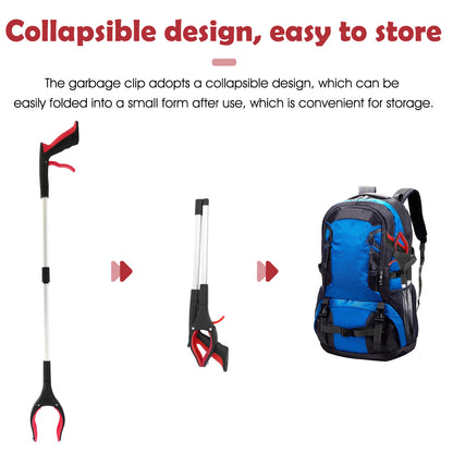 2Pcs 32'' Grabber Reacher Tool, Foldable Grabber Reaching Tool, Lightweight Trash Picker Upper Tool for Elderly with Anti-Slip Rotating Rubber Gripper,Red