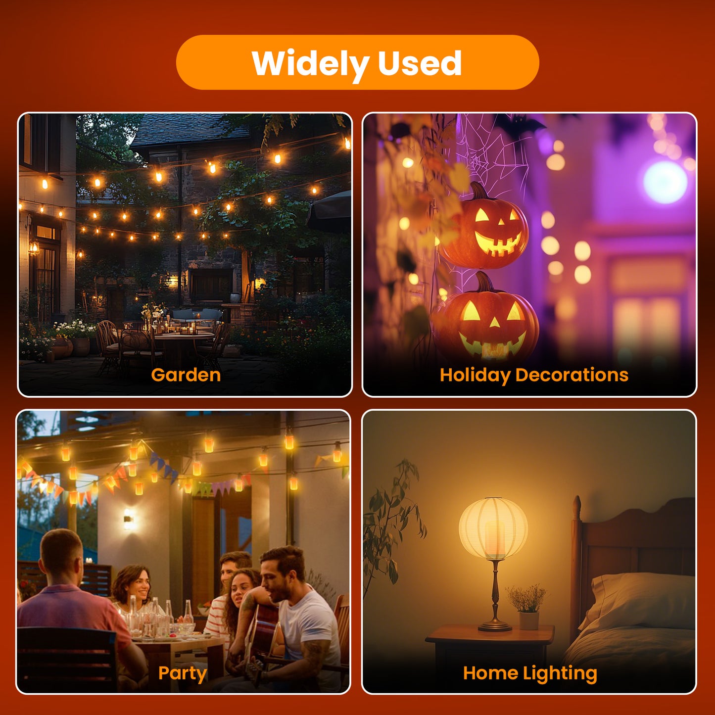 Catgood LED Flickering Flame Bulbs, 4 Lighting Modes, E26 Base for Party Patio Garden Decoration, 4 Pack