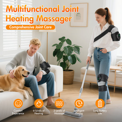 Baokaler 3 in 1 Heated Knee Massager, Cordless Vibration Heating Pad for Knee Shoulder Elbow with 6 Heat Levels and 3 Vibration, Ideal Gift for Family and Friends