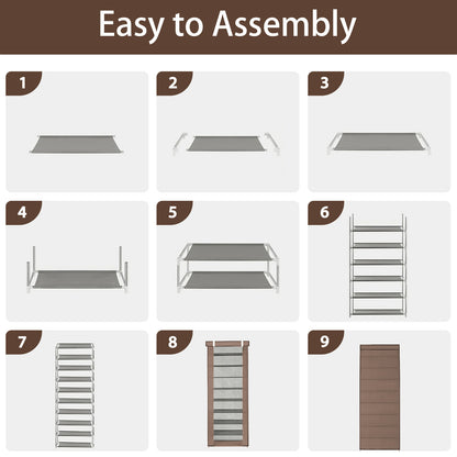 BAOKALER 10-Tier Portable Shoe Rack, Non-Woven Fabric 27 Pairs Capacity Shoe Shelf, Sneaker Storage Cabinet, Coffee