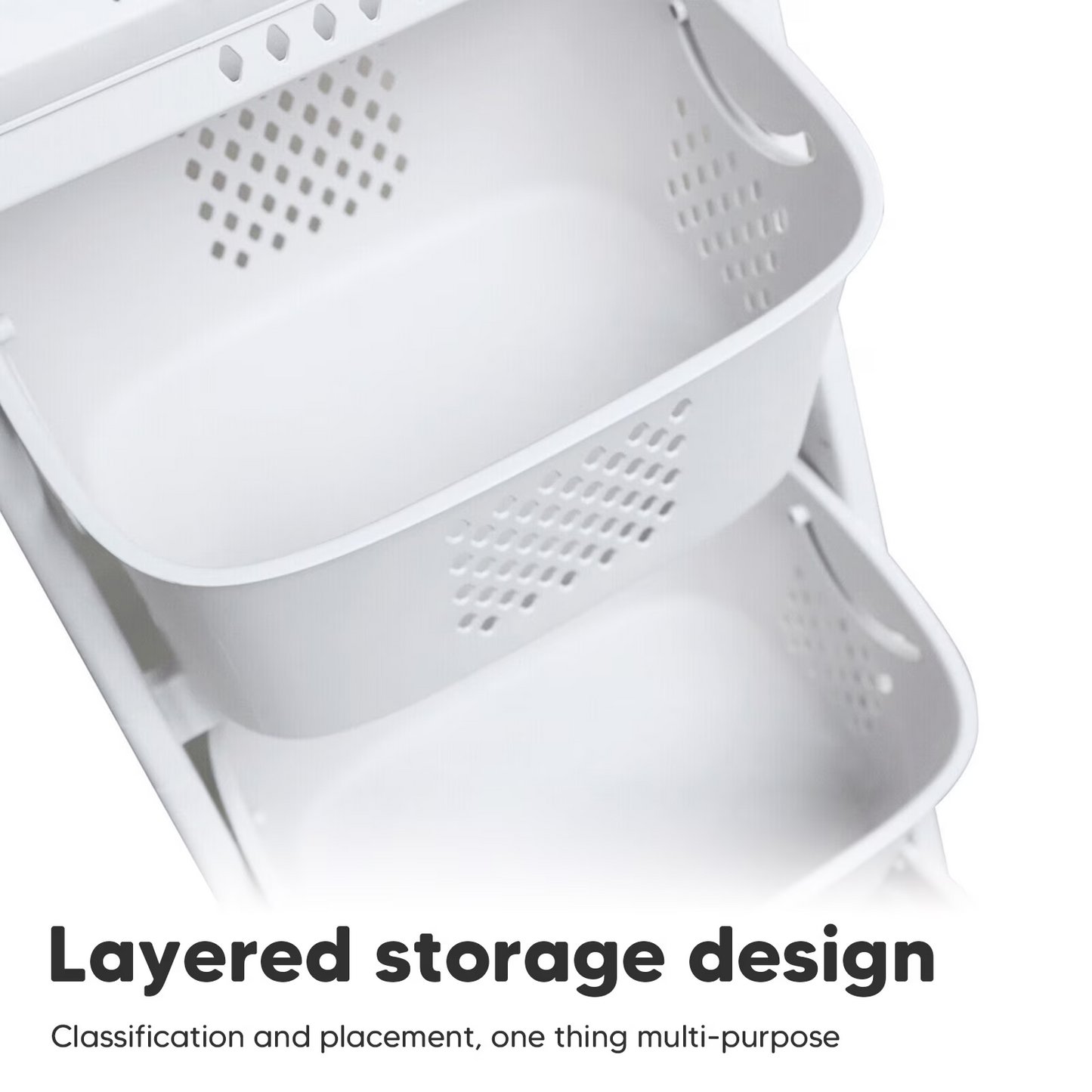 3-Tier Laundry Hamper Basket Sorter Bathroom Organizer with Wheels Movable Clothes Storage Basket Kitchen Shelf Fruit Stand 360¡ã Rolling Cart