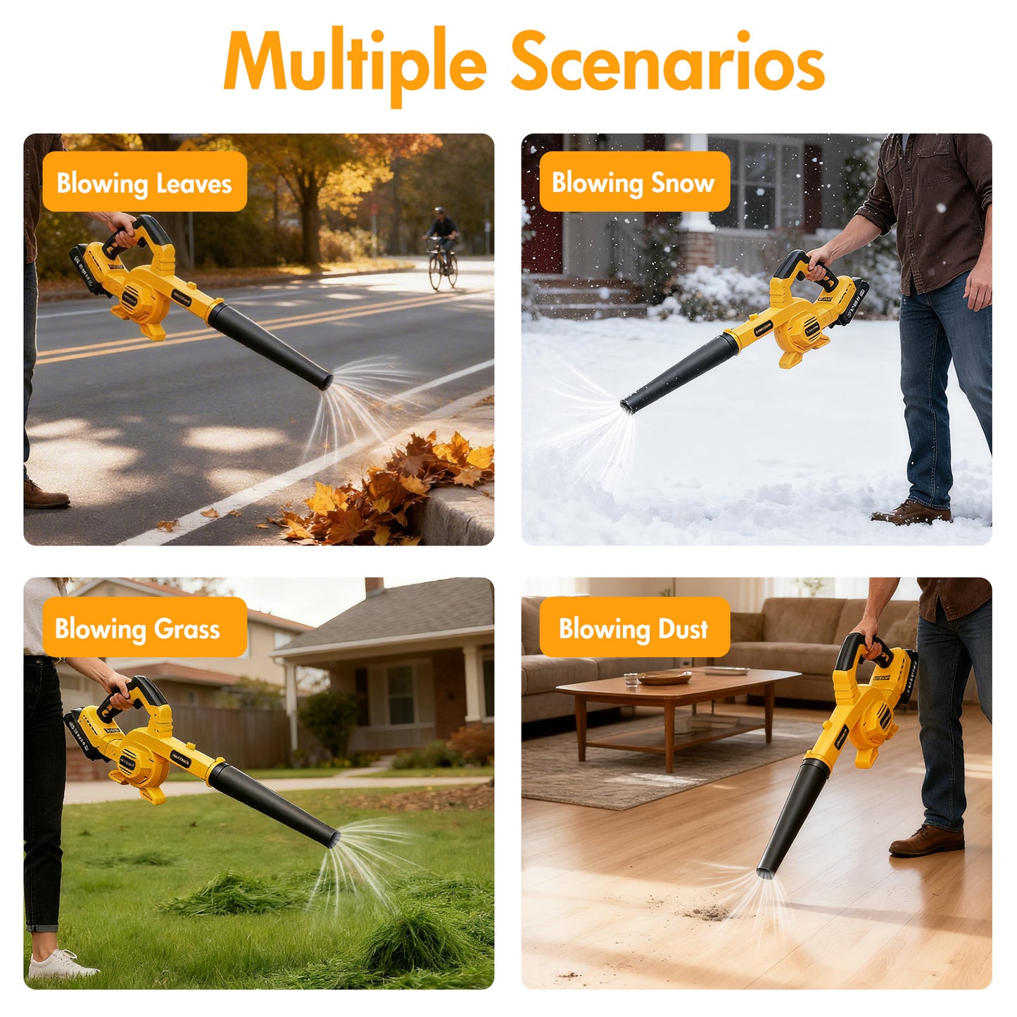 Electric Leaf Blower Cordless, 17,000 RPM, 2 x 2.0Ah Batteries & Charger, Handheld Leaf Blowers for Lawn Care, Variable Speed Switch, Portable Lightweight Grass Blower for Yard, Patio & Outdoor Use