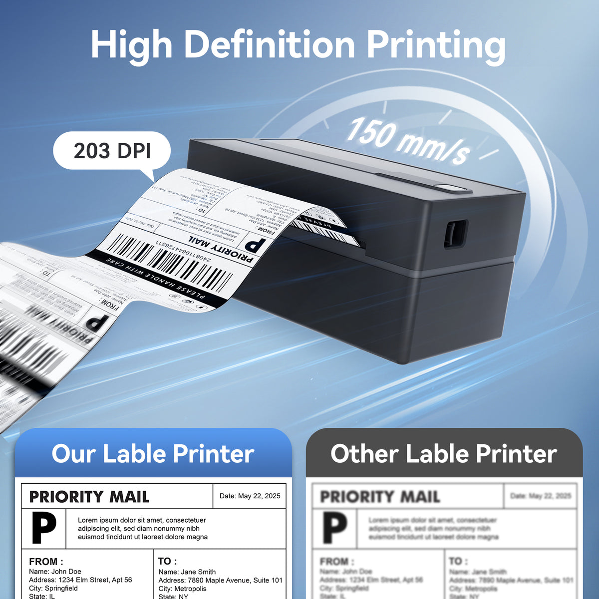 Label Printer Bluetooth 4x6 Thermal Wireless Shipping Label Maker for Packages, Compatible with Windows, iOS & Android, Ideal for Business & Home Sticker Printing
