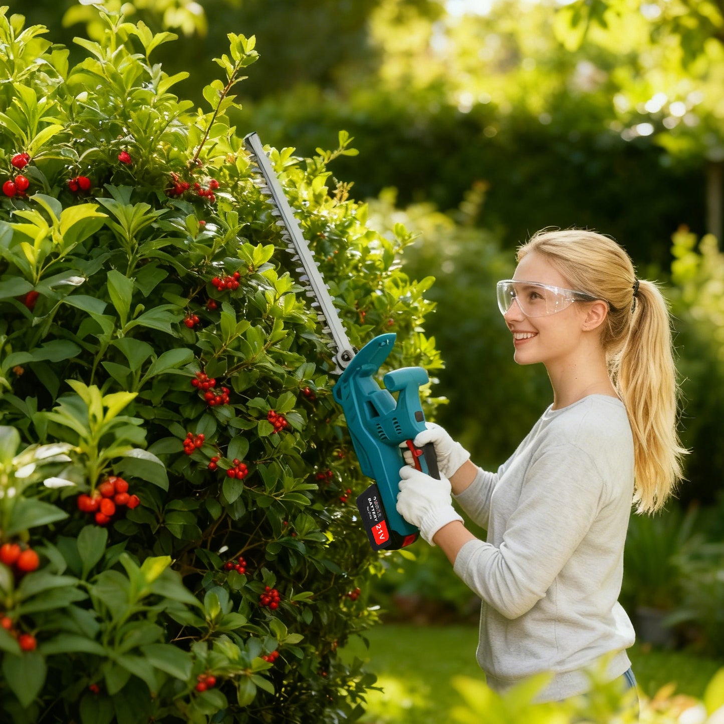 Baokaler 21V Cordless Hedge Trimmer, 20 Inch Hedge Trimmer for Bush Shrub Cutting, 3.0 AhBattery and Charger Included