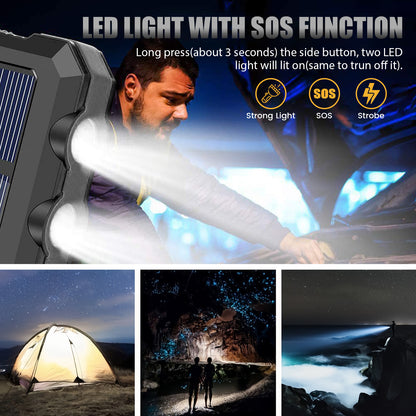CATGOOD 10000mAh Portable Solar Charger for iphone and Android Power Bank with Dual 5V USB Ports for Outdoor Camping Hiking(Black)