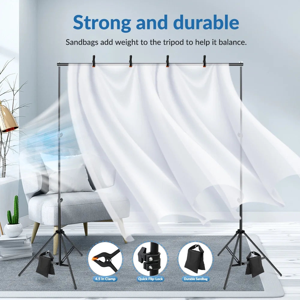 10ft Adjustable Background Support Stand Photography Video Studio Back ...