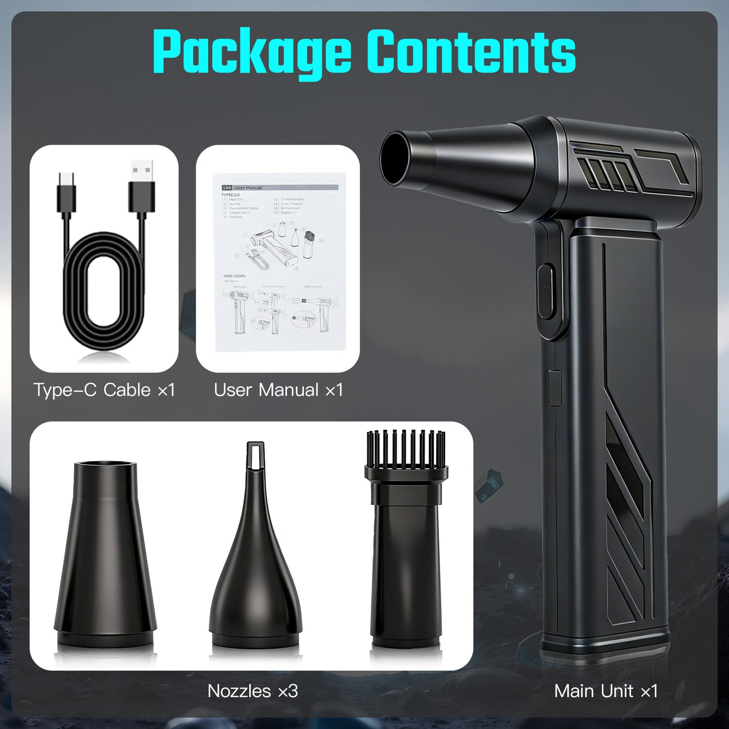 Compressed Air Duster, 300,000RPM Brushless Turbo Jet Blower with LED Display and Light,5-Gear Adjustable Mini Air Broom,Electric Air Duster for Keyboard,Pc,Car and Home